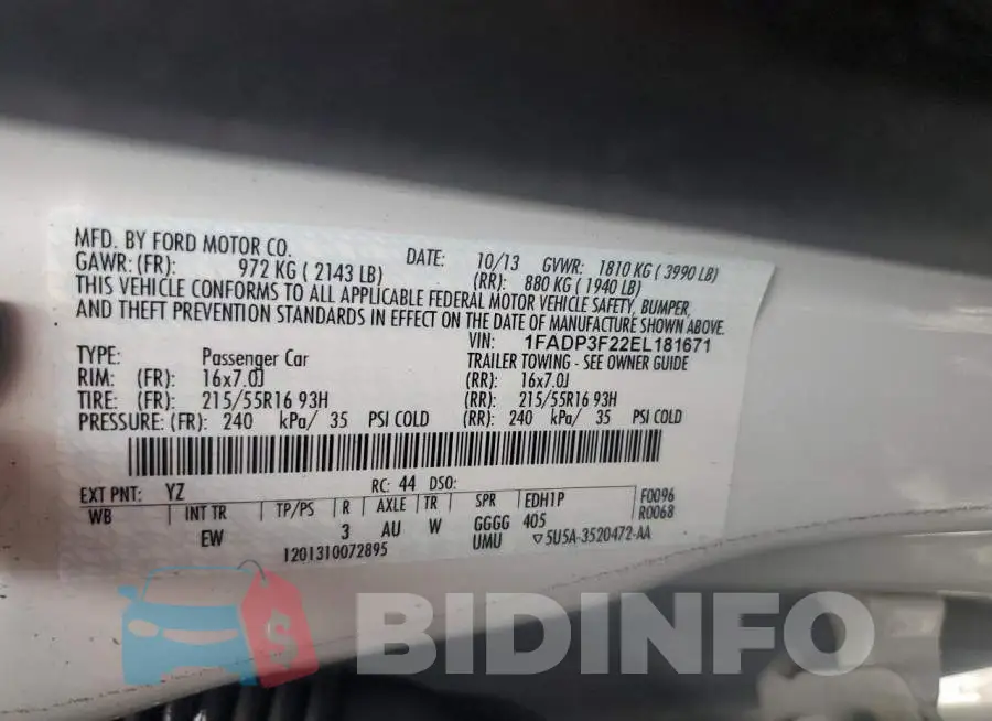 1FADP3F22EL181671 Photo# 12