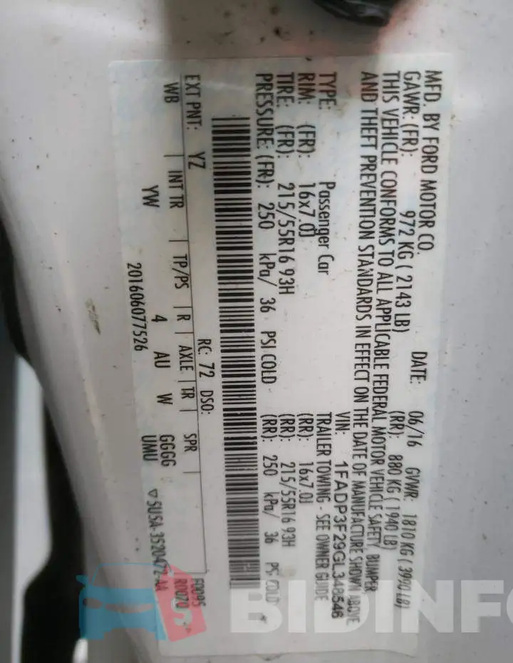 1FADP3F29GL348546 Photo# 13