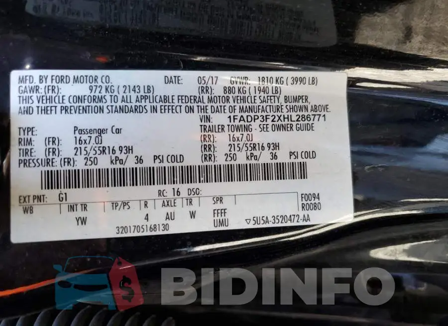 1FADP3F2XHL286771 Photo# 12