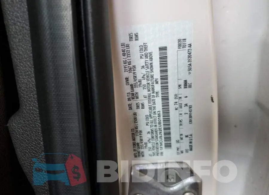 1FMCU9J92EUB01863 Photo# 12