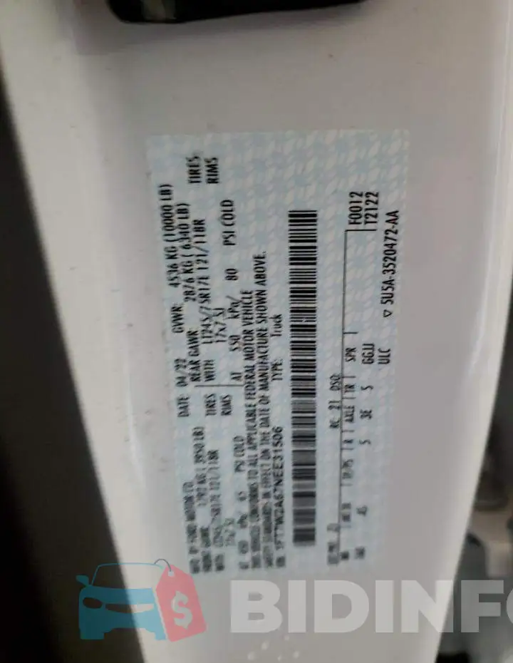1FT7W2A67NEE31506 Photo# 12