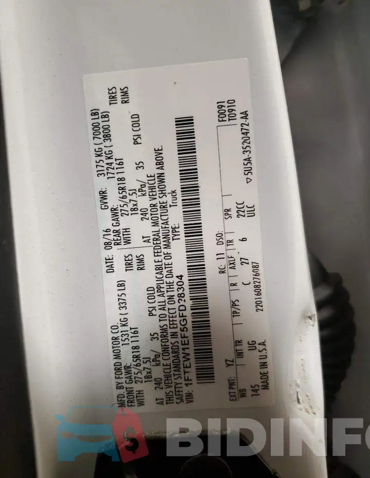 1FTEW1EF5GFD28304 Photo# 12