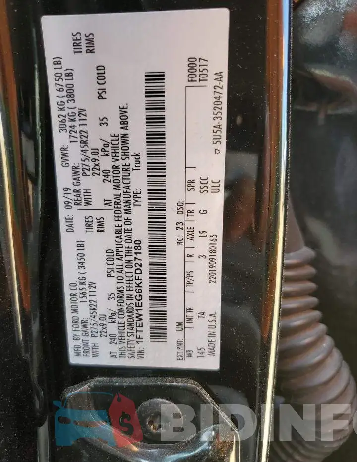 1FTEW1EG6KFD27180 Photo# 12