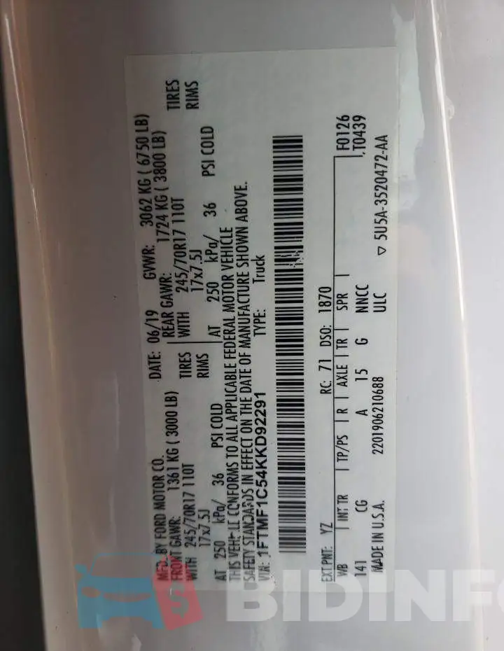 1FTMF1C54KKD92291 Photo# 13