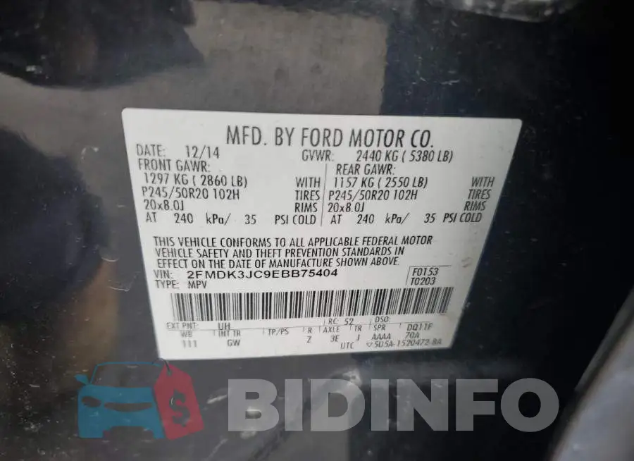 2FMDK3JC9EBB75404 Photo# 12