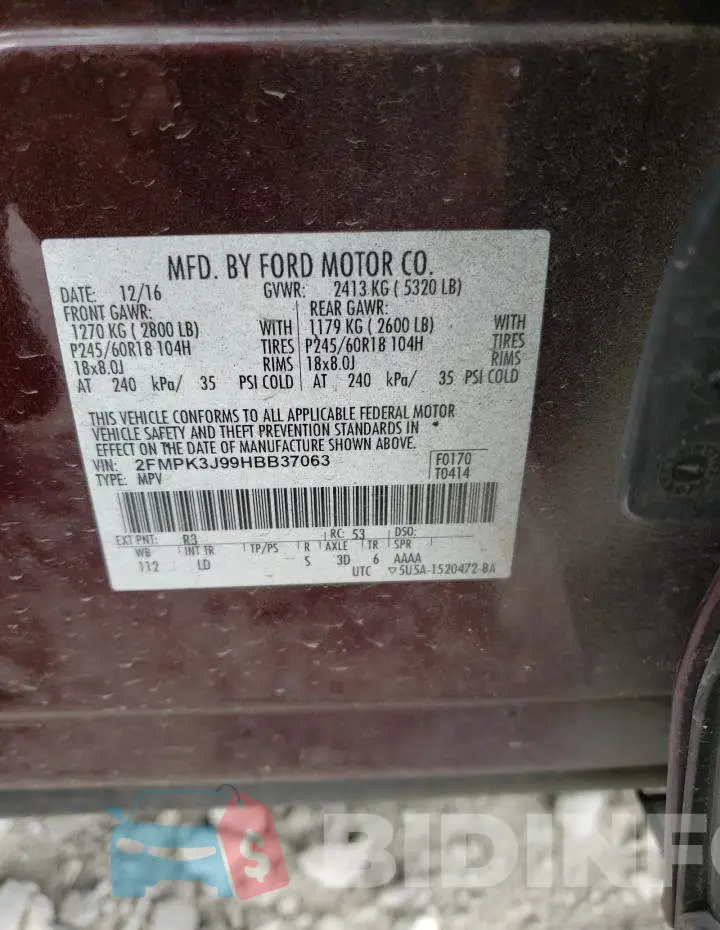 2FMPK3J99HBB37063 Photo# 12