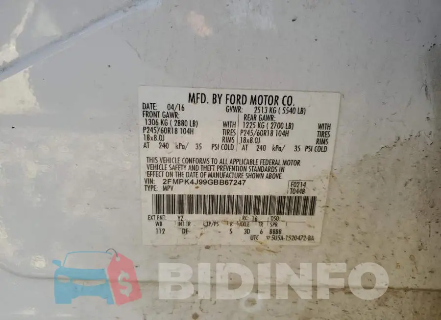 2FMPK4J99GBB67247 Photo# 13