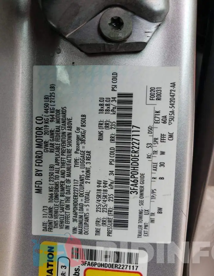 3FA6P0HD0ER227117 Photo# 13