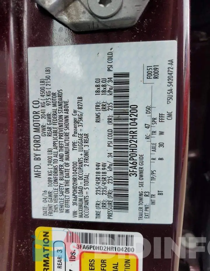 3FA6P0HD2HR104200 Photo# 12
