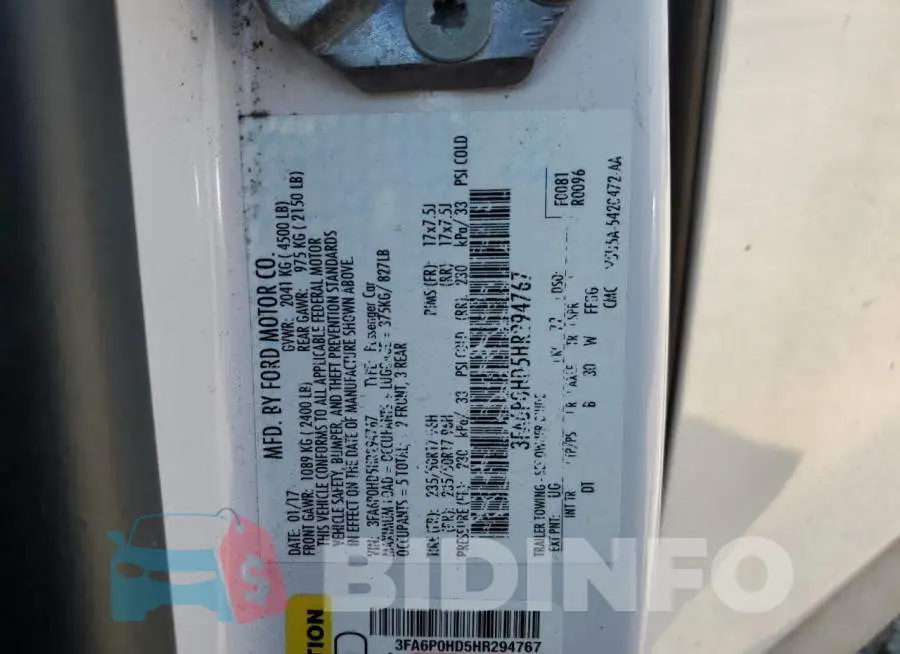 3FA6P0HD5HR294767 Photo# 12