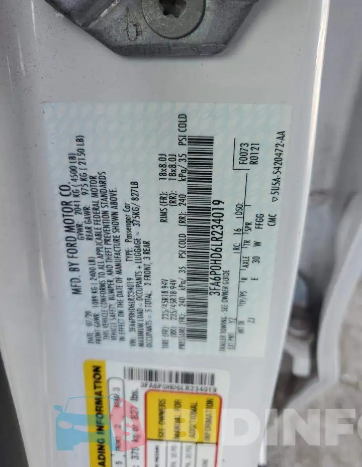 3FA6P0HD6LR234019 Photo# 12