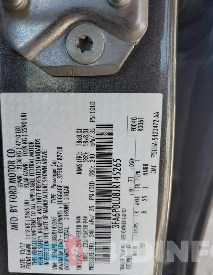 3FA6P0LU8JR145265 Photo# 12