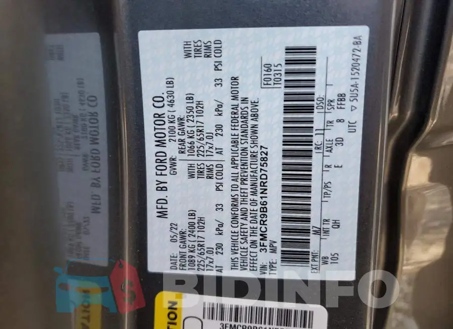 3FMCR9B61NRD75827 Photo# 14
