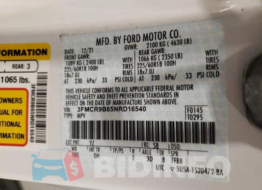 3FMCR9B65NRD16540 Photo# 12
