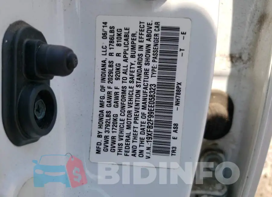 19XFB2F99EE058323 Photo# 12