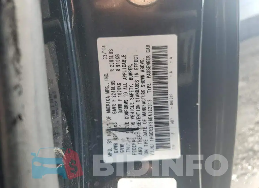 1HGCR2F38EA192013 Photo# 13