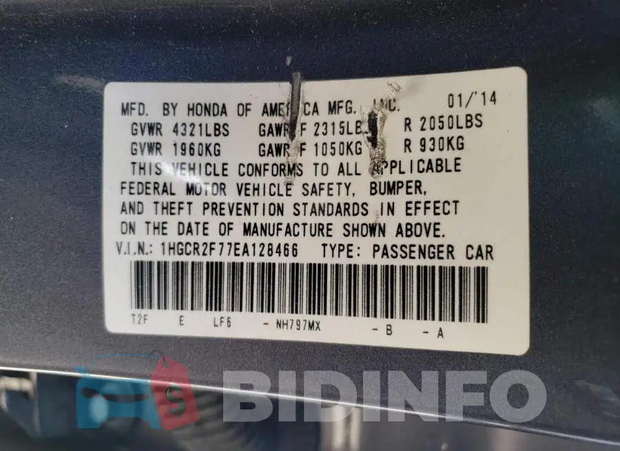 1HGCR2F77EA128466 Photo# 13