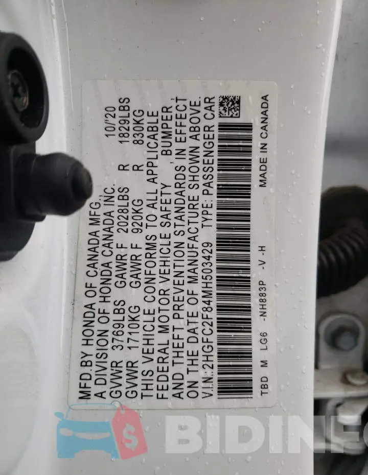 2HGFC2F84MH503429 Photo# 12