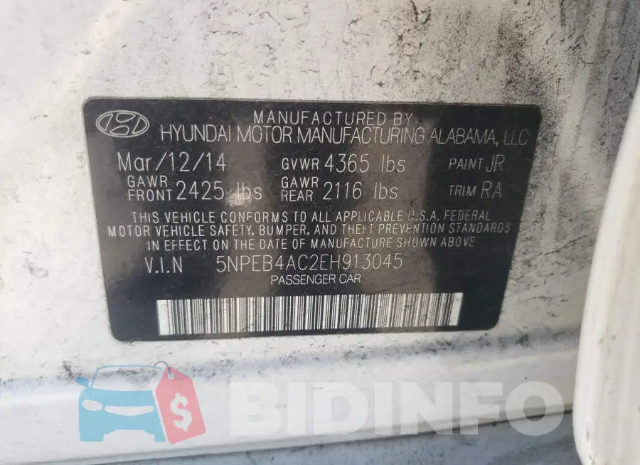 5NPEB4AC2EH913045 Photo# 12