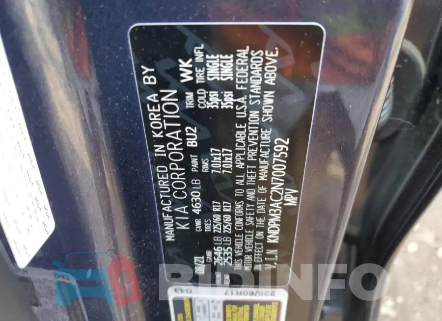 KNDPM3AC2N7007592 Photo# 10