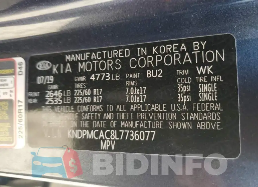 KNDPMCAC8L7736077 Photo# 10