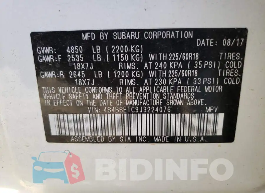 4S4BSETC9J3224076 Photo# 13