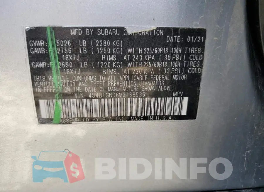 4S4BTGND6M3168536 Photo# 13