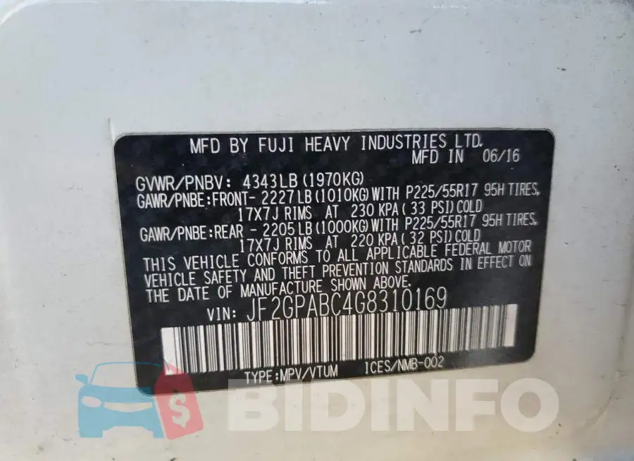 JF2GPABC4G8310169 Photo# 12