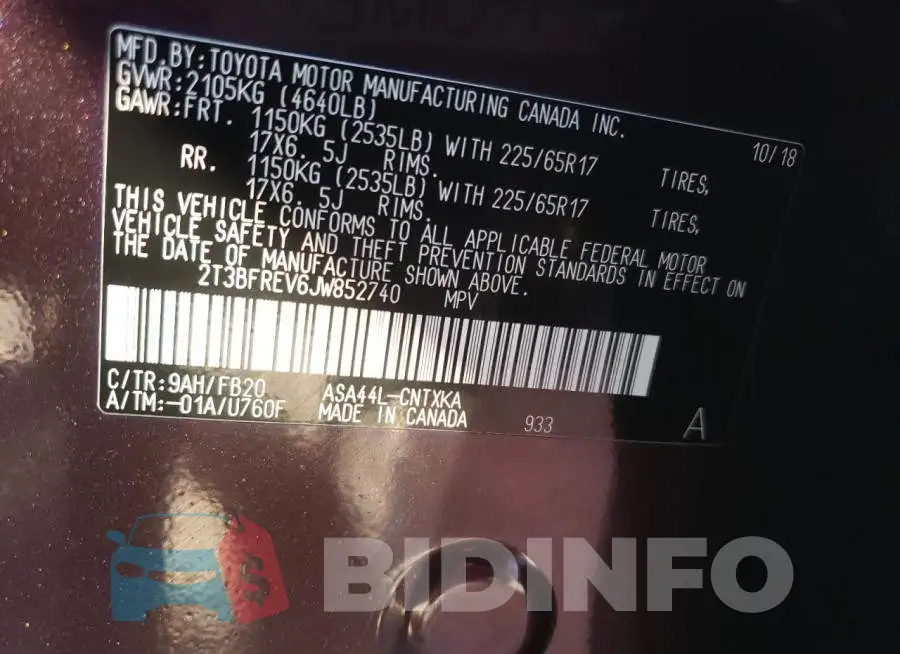 2T3BFREV6JW852740 Photo# 14