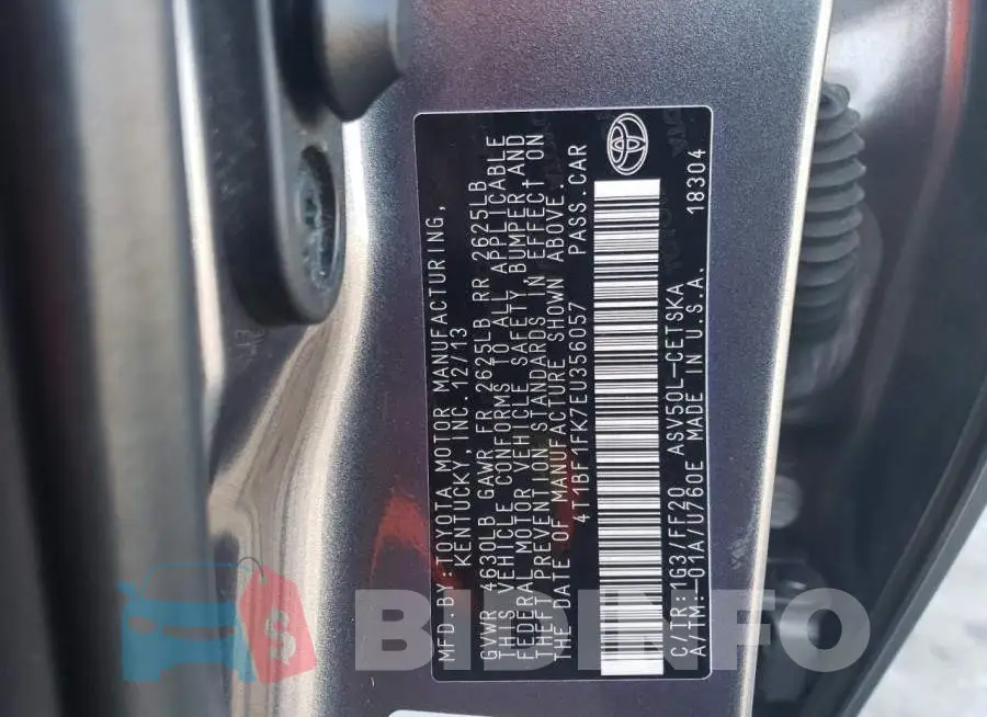 4T1BF1FK7EU356057 Photo# 12