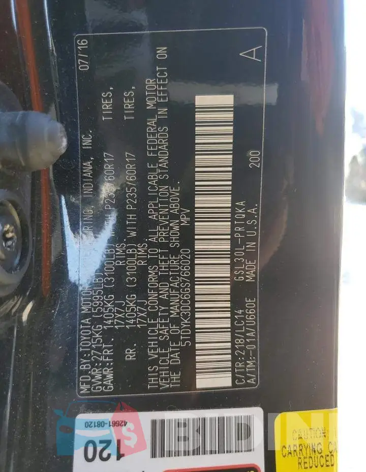 5TDYK3DC6GS766020 Photo# 13