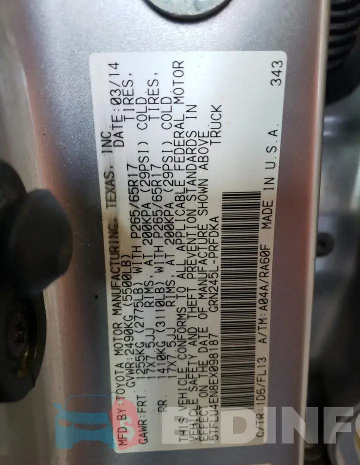 5TFLU4EN8EX098187 Photo# 13