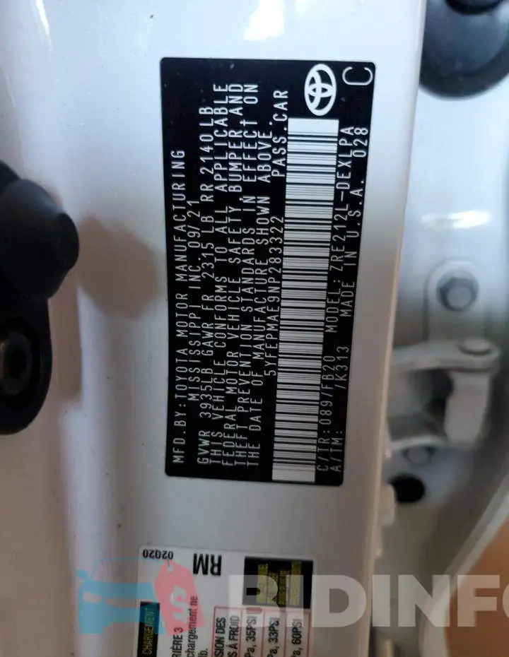5YFEPMAE9NP283322 Photo# 12