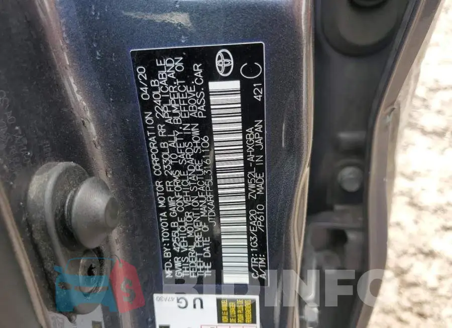 JTDKARFP5L3161106 Photo# 13