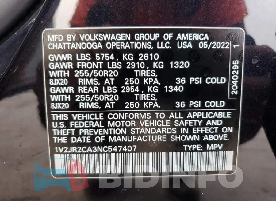 1V2JR2CA3NC547407 Photo# 13
