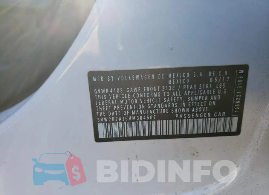 3VW2B7AJ6HM384567 Photo# 12
