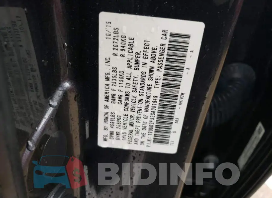 19UUB2F53GA001949 Photo# 12