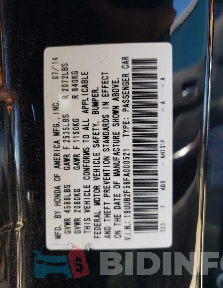 19UUB2F56FA000521 Photo# 12