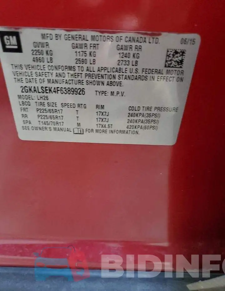 2GKALSEK4F6389926 Photo# 13