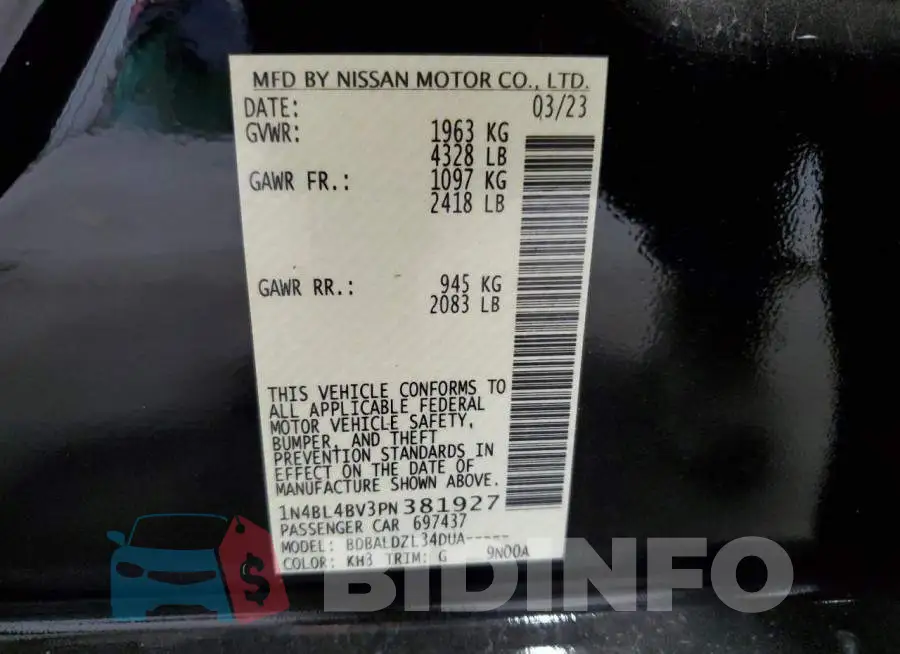 1N4BL4BV3PN381927 Photo# 12