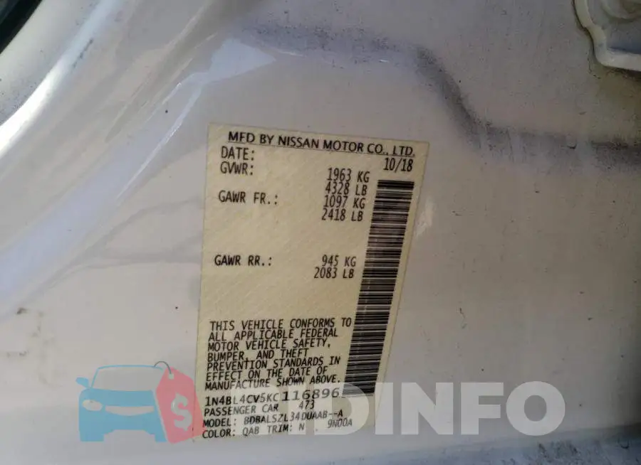 1N4BL4CV5KC116896 Photo# 12
