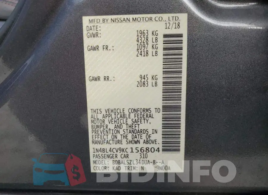 1N4BL4CV9KC156804 Photo# 13