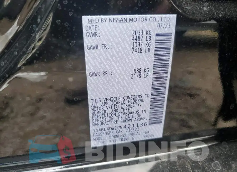 1N4BL4DW1PN421136 Photo# 13