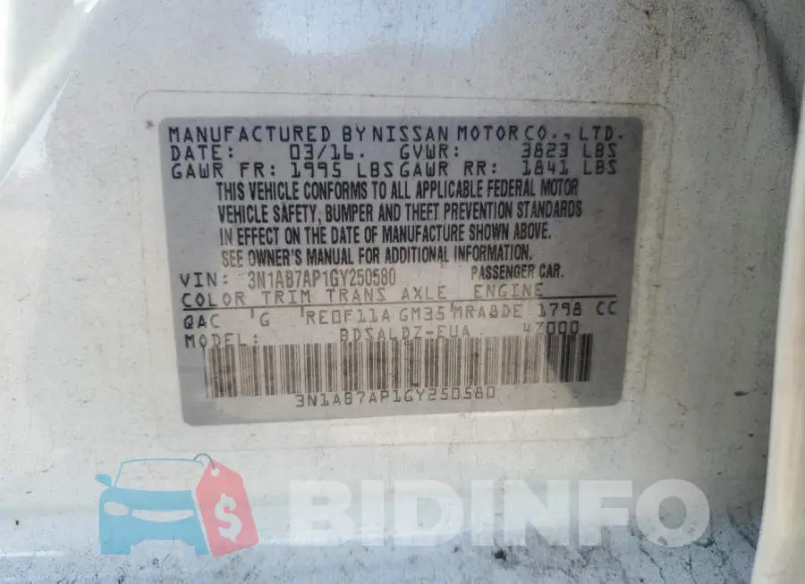 3N1AB7AP1GY250580 Photo# 12