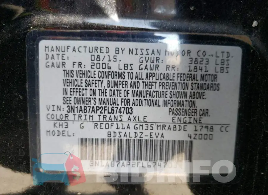 3N1AB7AP2FL674703 Photo# 12