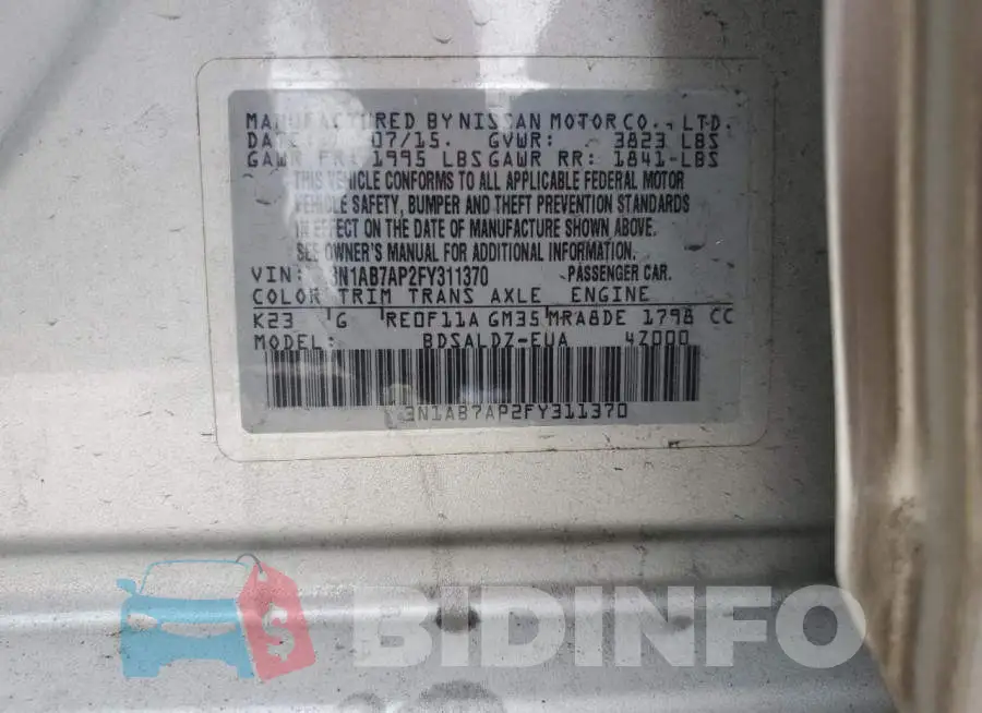 3N1AB7AP2FY311370 Photo# 12
