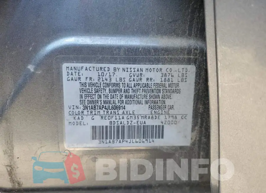 3N1AB7AP4JL606914 Photo# 12
