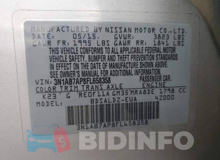3N1AB7AP8FL658358 Photo# 13