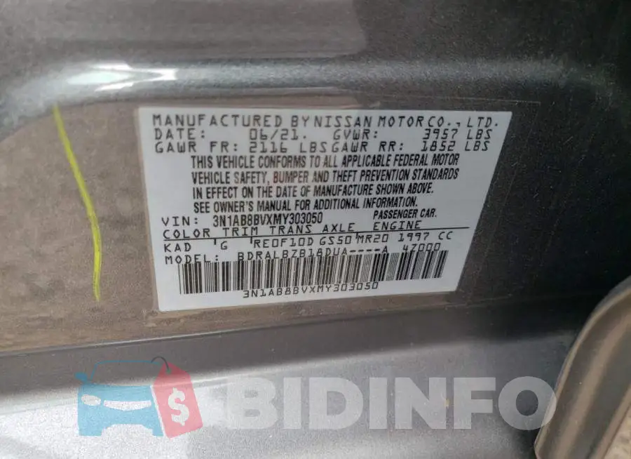 3N1AB8BVXMY303050 Photo# 12