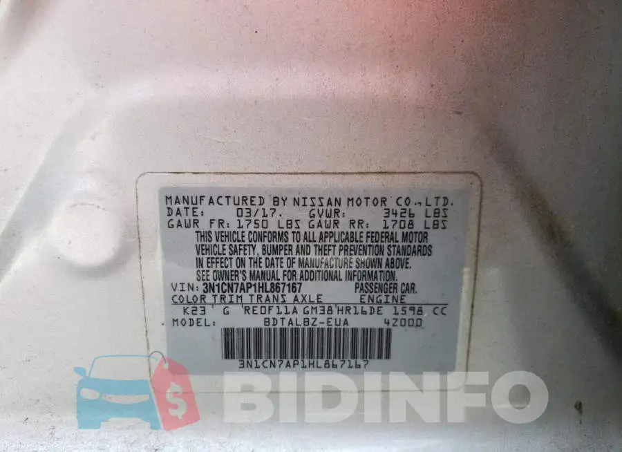 3N1CN7AP1HL867167 Photo# 13